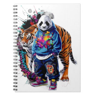 ADOM Premium Artistic Panda & Tiger Graphic Notebo Notebook
