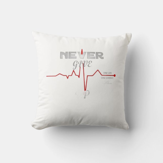 ADOM Premium "Never Give Up" Graphic Women's Long  Cushion (Front)