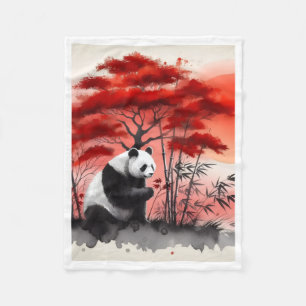 ADOM Red Bamboo Forest Panda Blanket