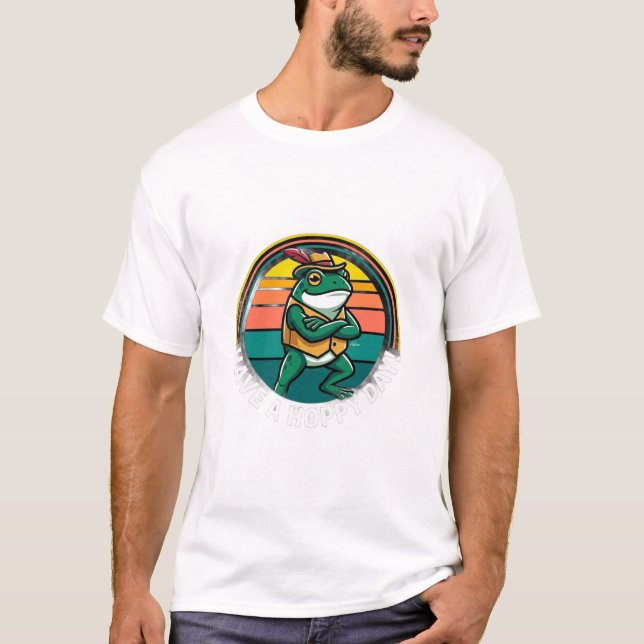 ADOM Retro Sunset Frog Biker T-Shirt (Front)