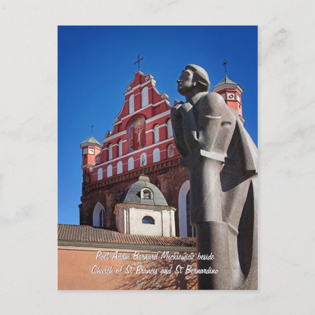 Adomas Mickevicius, Poet Statue, Vilnius Postcard (Front)