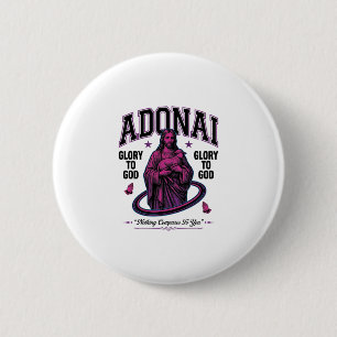 Adonai Glory to God Vintage Christian Vector Desig 6 Cm Round Badge