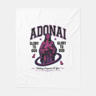 Adonai Glory to God Vintage Christian Vector Desig Fleece Blanket