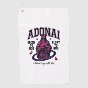 Adonai Glory to God Vintage Christian Vector Desig Golf Towel