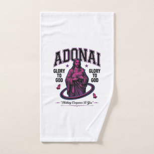Adonai Glory to God Vintage Christian Vector Desig Hand Towel