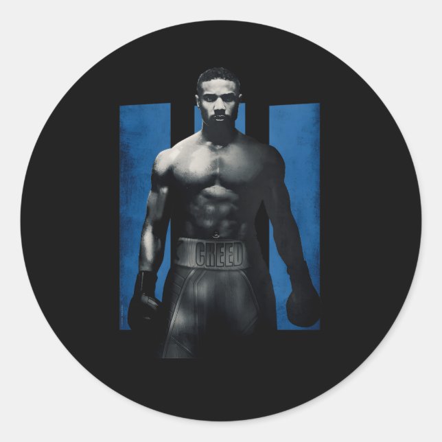 Adonis Creed Pose Faced Forward On Iii Blue Classic Round Sticker (Front)