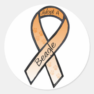 Adopt a Beagle Orange Awareness Ribbon Classic Round Sticker