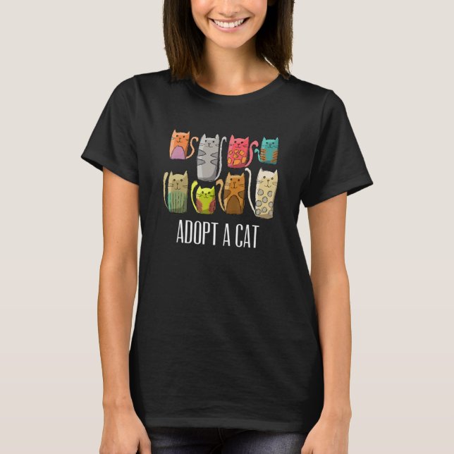 Adopt a Ca Cat Rescue Cat Adoption T-Shirt (Front)