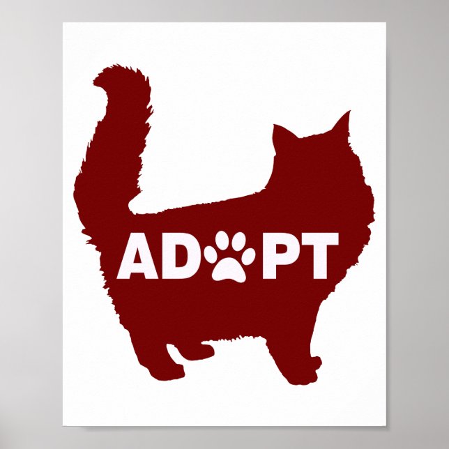 Adopt A Cat for Cat Lovers And Cat Owners Purple Poster (Front)