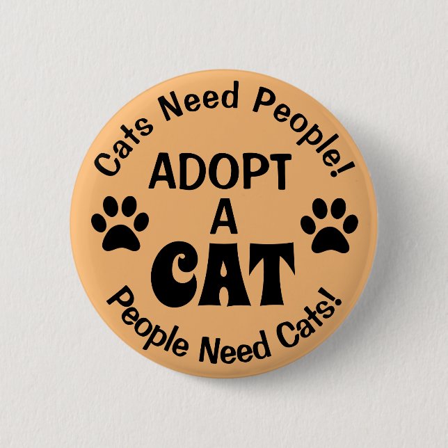 Adopt a Cat Paw Prints Button (Front)