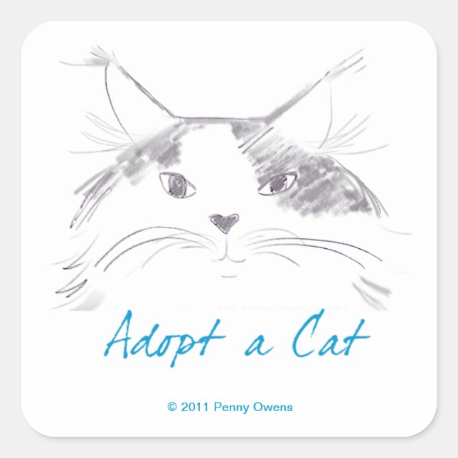 Adopt a Cat Square Sticker (Front)