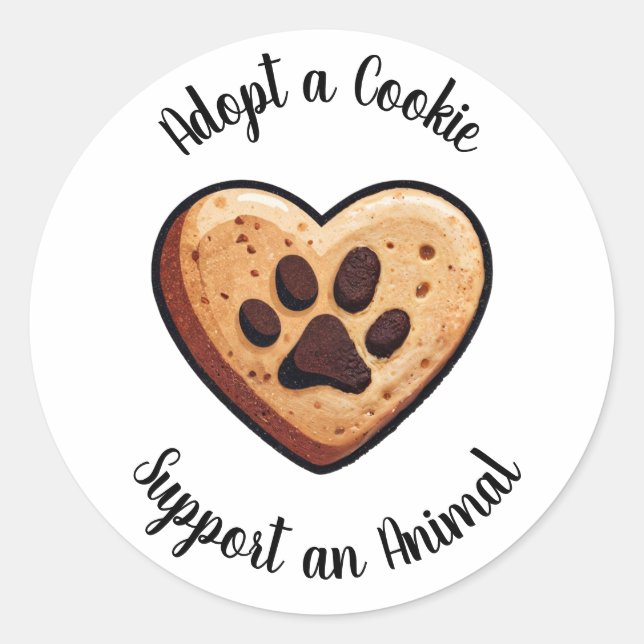 Adopt a Cookie Animal Rescue Support Classic Round Sticker (Front)