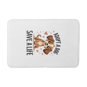 Adopt A Dog Save A Life Vintage Cute Puppy Rescue  Bath Mat