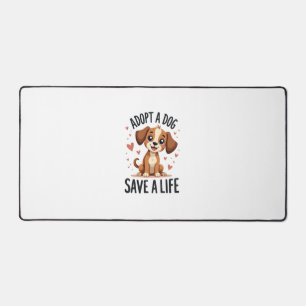 Adopt A Dog Save A Life Vintage Cute Puppy Rescue Desk Mat