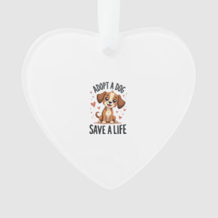 Adopt A Dog Save A Life Vintage Cute Puppy Rescue  Ornament