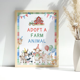 Adopt a Farm Animal Barnyard Birthday Poster