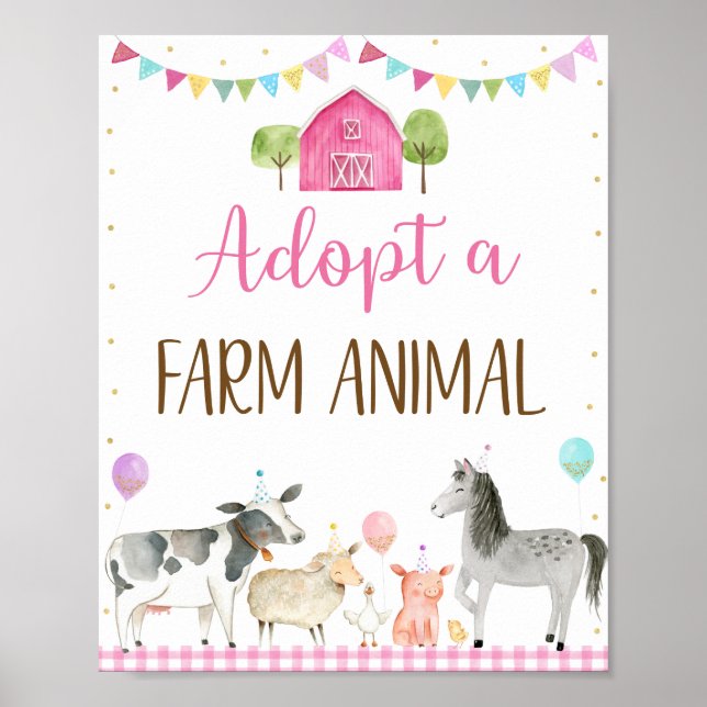 Adopt A Farm Animal Birthday Sign (Front)