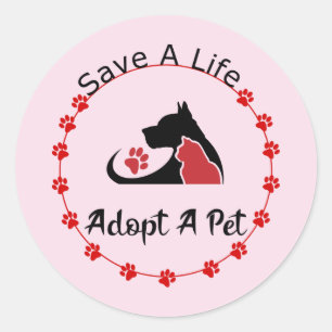 Adopt A Pet Classic Round Sticker