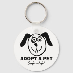 Adopt a pet keychain with cute dog cartoon