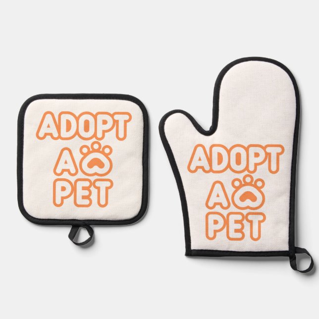 adopt a pet oven mitt & pot holder set (Front)