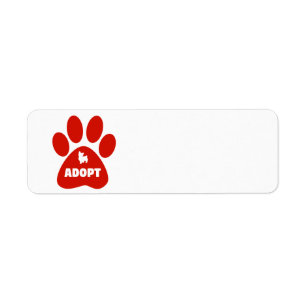 Adopt a pet paw symbol return address label