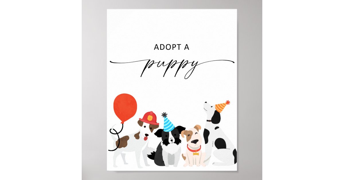 Adopt a Puppy Birthday Certificate of adoption Poster | Zazzle