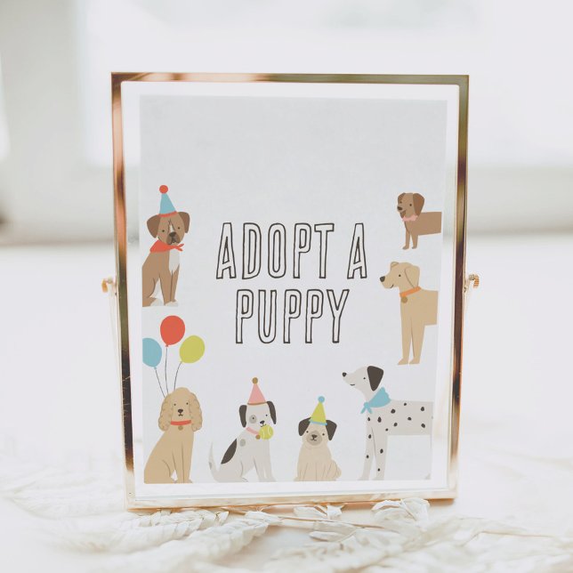 Adopt a Puppy Dog Birthday Table Sign (Creator Uploaded)