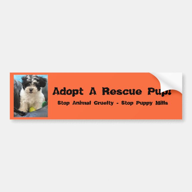 Adopt A Rescue Pup! Bumper Sticker (Front)