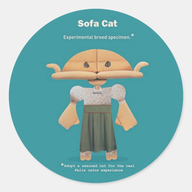 ADOPT A RESCUED CAT! CLASSIC ROUND STICKER (Front)