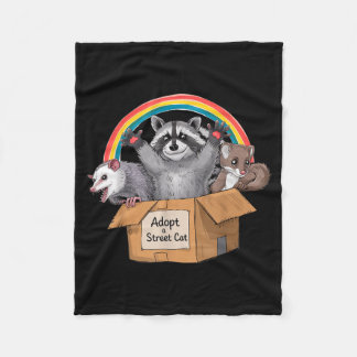 Adopt A Street Cat Opossum Racoon Skunk Gifts Men Fleece Blanket
