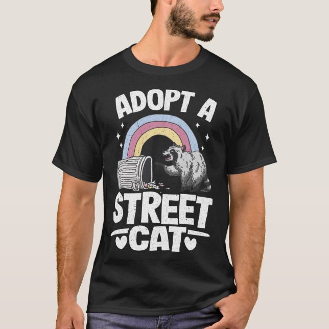 Adopt A Street Cat Rainbow Funny Racoon Pullover  (Front)