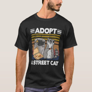 Adopt A Street Cat Trash Can Garbage Panda Pizza R T-Shirt