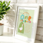 Adopt A Stuffie One Silly Goose 1st Birthday Favou Poster<br><div class="desc">This adoption station poster explains that all party guests attending your child’s one silly goose first birthday party can choose and take home a goose stuffie. Matching name tags for the geese can be found in our collection. An adorable favour idea for little ones!</div>