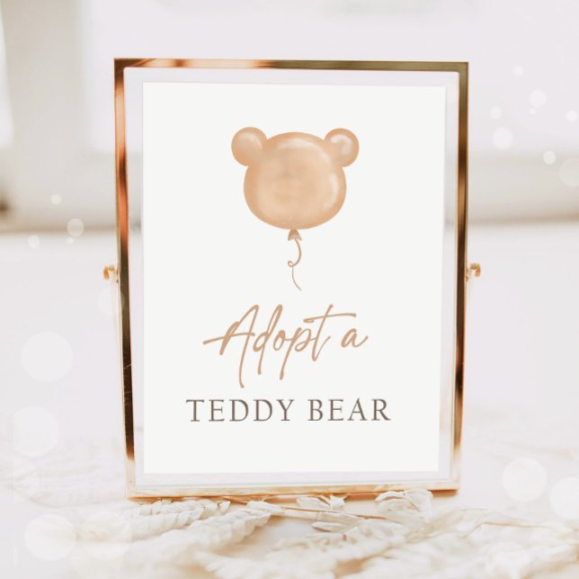 Adopt a Teddy Bear Balloon Boho Adoption Birthday  Poster (Creator Uploaded)