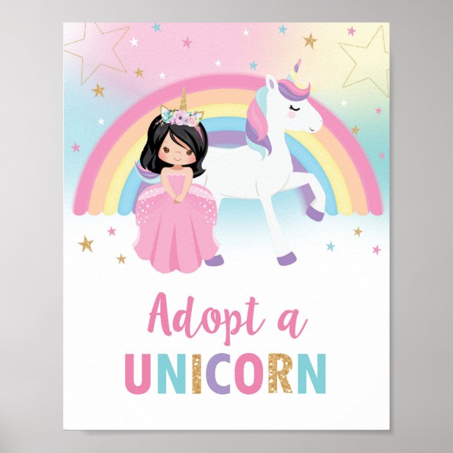 Adopt a Unicorn Princess and Unicorn Birthday Sign (Front)