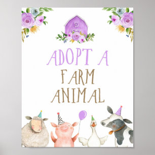 Adopt an Animal Farm Animals Barn Girl Birthday Po Poster