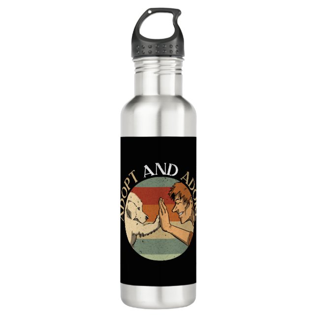Adopt And Adore Animal Rights Animal Rescue  710 Ml Water Bottle (Front)