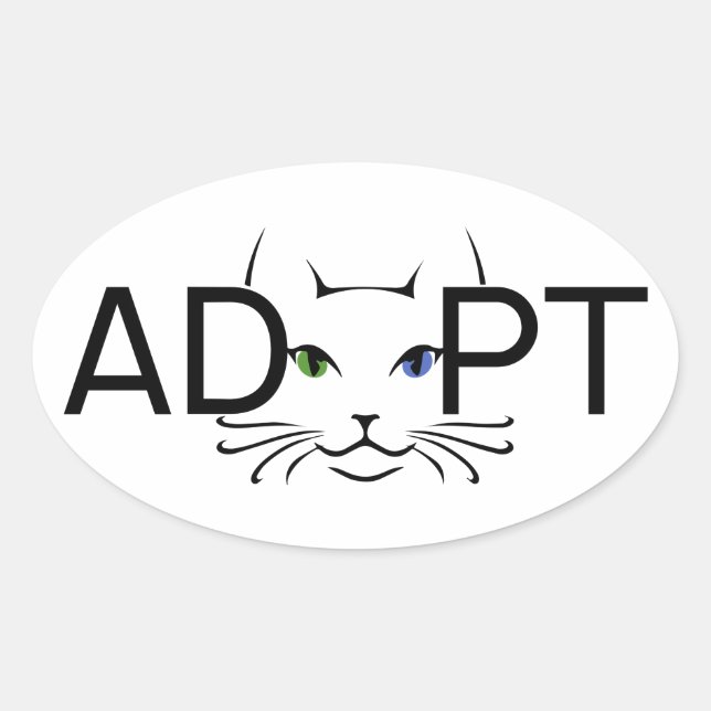 Adopt Cat Oval Sticker (Front)