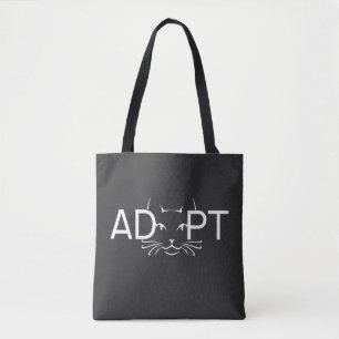 Adopt Cat White Tote Bag