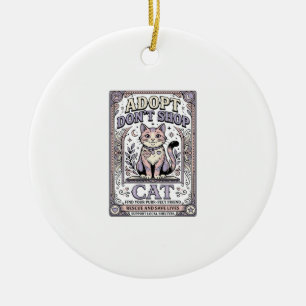 Adopt Don’t Shop Cat Cat Rescue Adoption Vintage V Ceramic Ornament