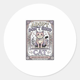 Adopt Don’t Shop Cat Cat Rescue Adoption Vintage V Classic Round Sticker