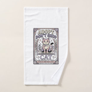 Adopt Don’t Shop Cat Cat Rescue Adoption Vintage V Hand Towel