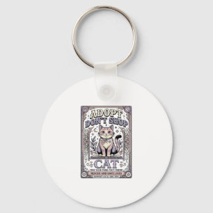 Adopt Don’t Shop Cat Cat Rescue Adoption Vintage V Key Ring