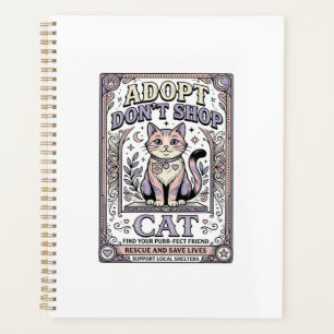 Adopt Don’t Shop Cat Cat Rescue Adoption Vintage V Planner