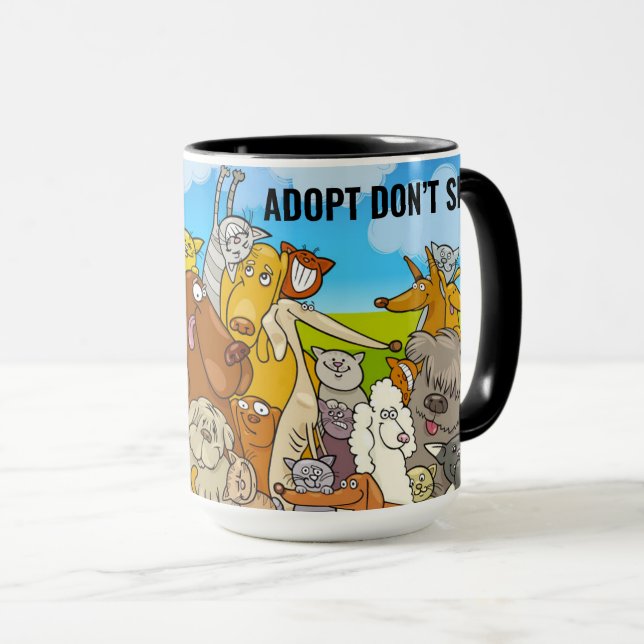 Adopt Don’t Shop Fog Cats Mug (Front Right)