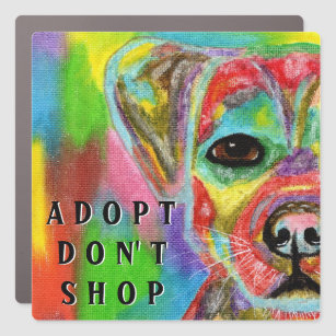 Adopt Don't Shop Dog Awareness Square  Car Magnet