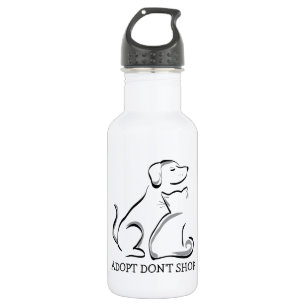 Adopt Don't Shop Dog Cat Rescue Water Bottle 18oz