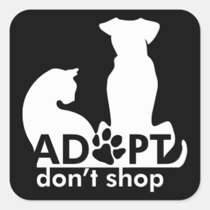 Adopt Don't Shop Dog Cat White Square Sticker