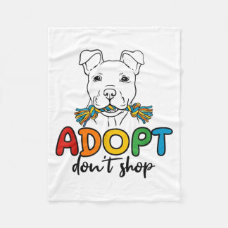 Adopt Dont Shop Rescue Awareness Colorful Cute Fleece Blanket