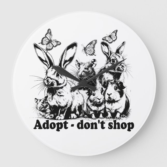 Adopt don't shop - Uhr Large Clock (Front)